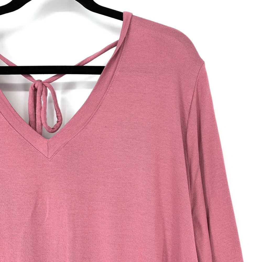 Lane Bryant Blouse Women's Size 22/24 V-Neck Ruffle Long Sleeve Pink - Picture 3 of 6
